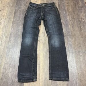 BKE Jake Straight Leg Jeans Womens 27R Dark Wash Stretch‎ Denim Buckle Whiskered